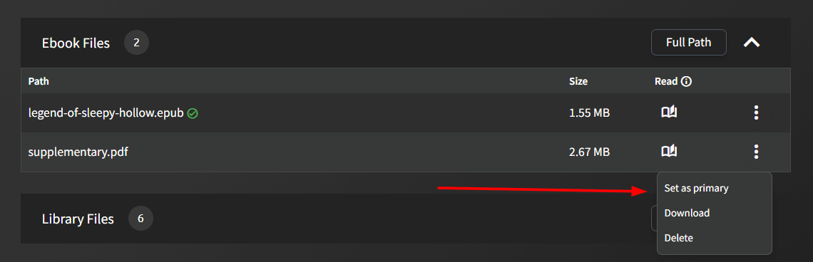 Set e-book to primary