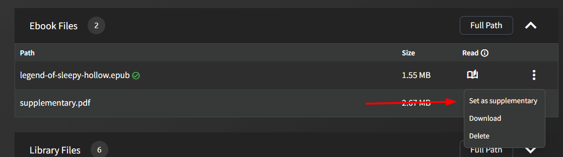 Set e-book to supplementary