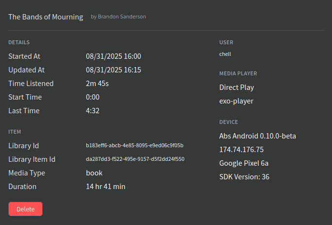 Listening Session Details